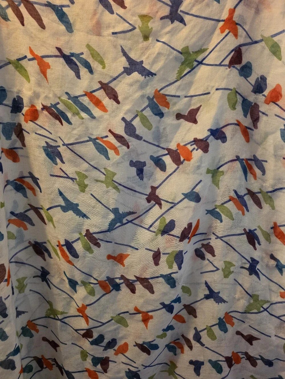 White Infinity Scarf with Colorful Bird Print